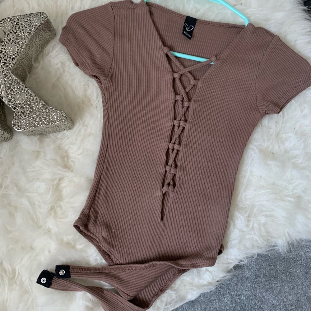 Windsor brown lace up bodysuit